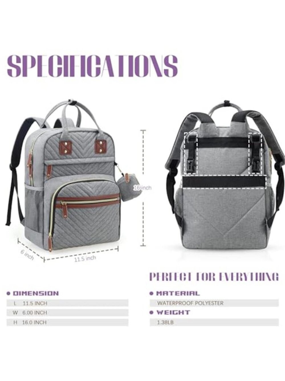Diaper Bag Backpack Baby Essentials Travel Tote Bag | Multi function - Picture 2 of 6